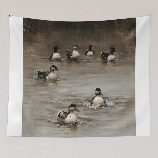 Item preview, Ducks Swimming in Misty Morning Pond designed and sold by lautir.