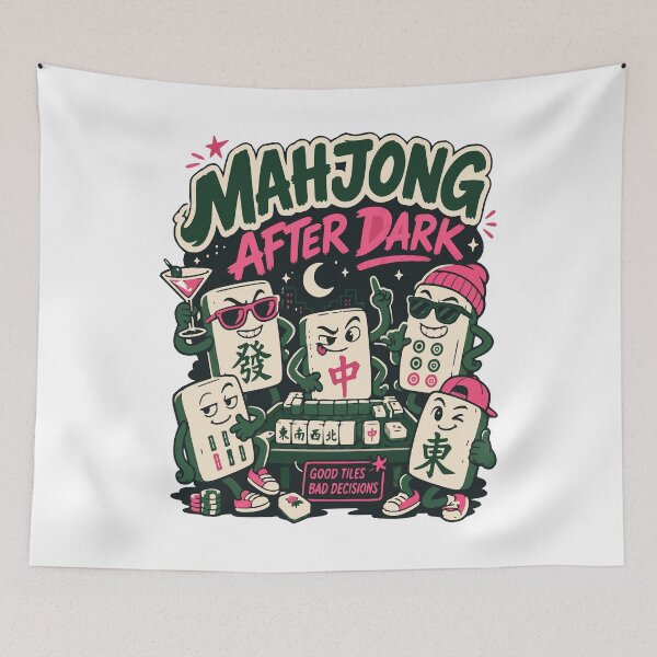 Item preview, Mahjong Social Club Retro Tile Game Design designed and sold by JansenGS.