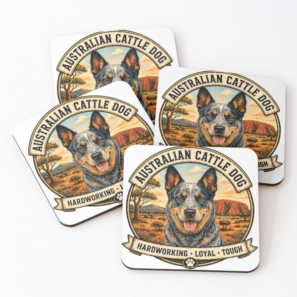 Item preview, Australian Cattle Dog - Hardworking Loyal Tough - Vintage Dog Badge designed and sold by TheCanineCanvas.