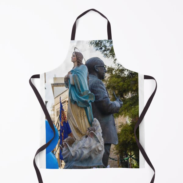Item preview, Statue of the Virgin Mary in Blue Robe During Outdoor Religious Procession Next to Bronze Figure designed and sold by Nmallia.
