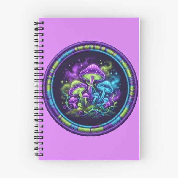 Item preview,  Vibrant Neon Glowing Magic Mushroom Patch Art designed and sold by Azurart2.