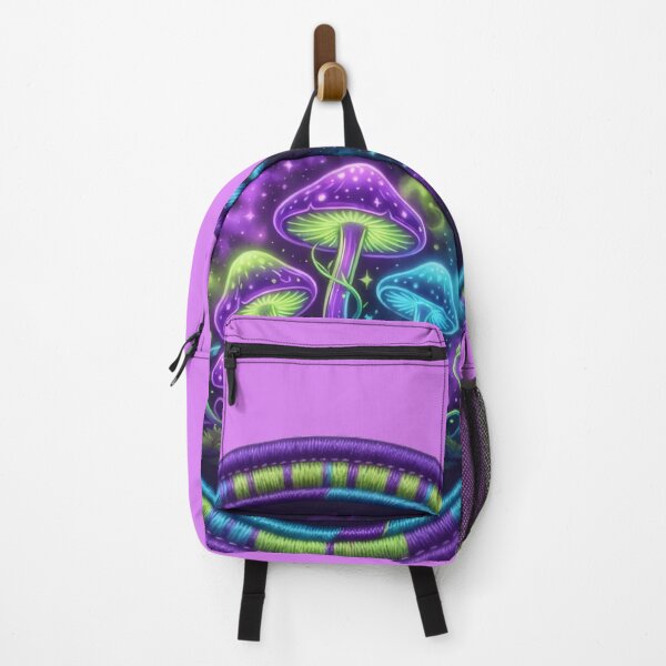 Item preview,  Vibrant Neon Glowing Magic Mushroom Patch Art designed and sold by Azurart2.