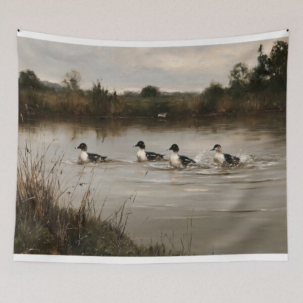 Item preview, Four Ducks Swimming in a Serene Marsh Pond designed and sold by lautir.