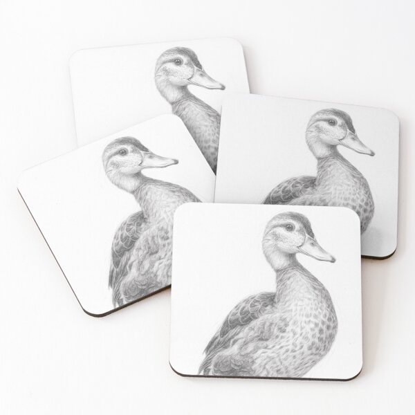 Item preview, Standing Duck Portrait – Detailed Black and White Pencil Sketch designed and sold by Leon Woods Pencil Art.