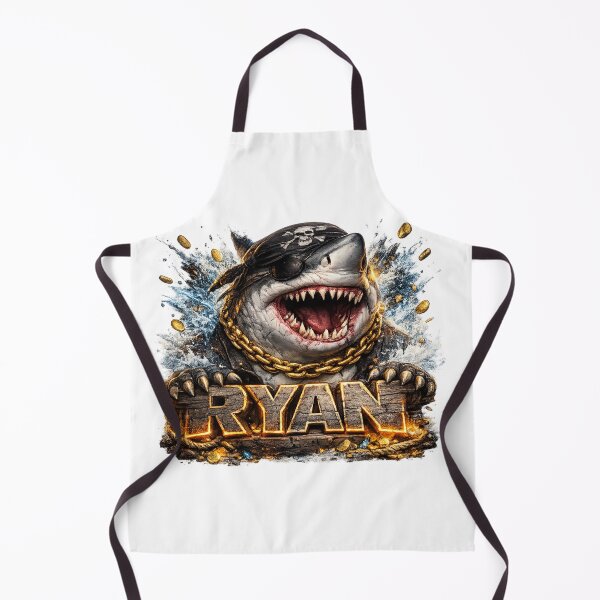 Item preview, Ryan the Pirate Shark – Fierce 3D Cartoon Buccaneer with Treasure Gold designed and sold by AlexLineArt.