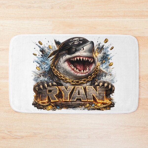 Item preview, Ryan the Pirate Shark – Fierce 3D Cartoon Buccaneer with Treasure Gold designed and sold by AlexLineArt.