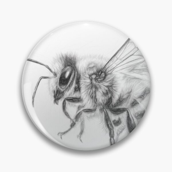 Item preview, Honey Bee Portrait – Detailed Black and White Pencil Sketch designed and sold by Leon Woods Pencil Art.