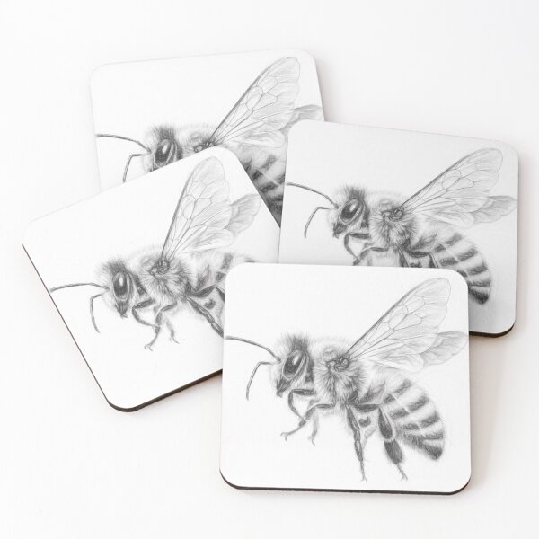 Item preview, Honey Bee Portrait – Detailed Black and White Pencil Sketch designed and sold by Leon Woods Pencil Art.
