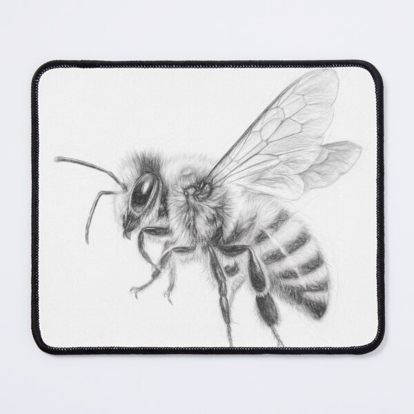 Item preview, Honey Bee Portrait – Detailed Black and White Pencil Sketch designed and sold by Leon Woods Pencil Art.