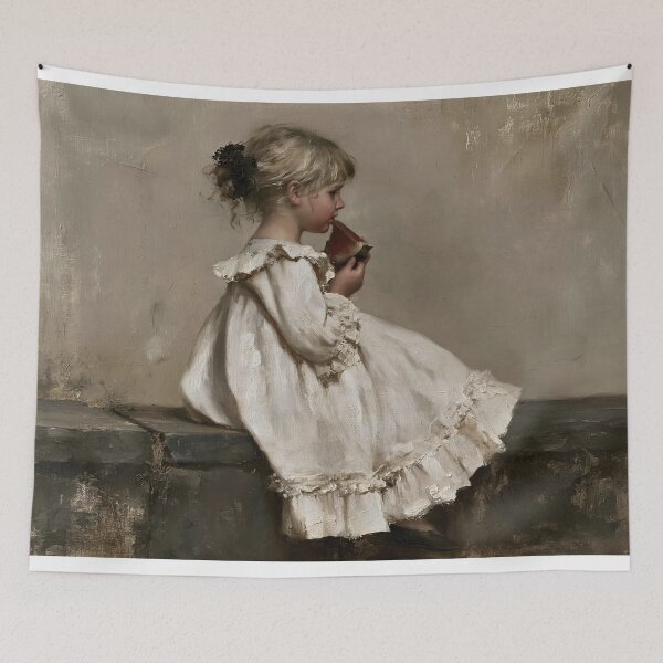 Item preview, Little Girl in White Dress Eating Watermelon designed and sold by lautir.