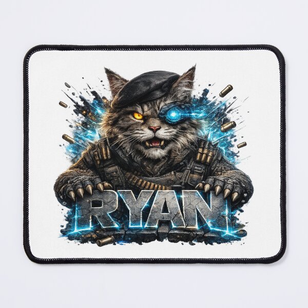Item preview, Ryan – Cyber Battle Cat | Personalized 3D Cartoon Design designed and sold by AlexLineArt.