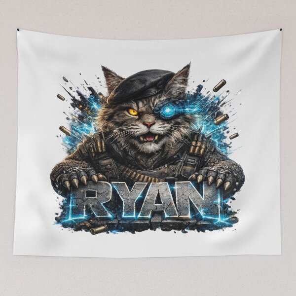 Item preview, Ryan – Cyber Battle Cat | Personalized 3D Cartoon Design designed and sold by AlexLineArt.