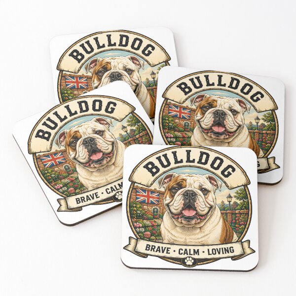 Item preview, Bulldog - Brave, Calm, Loving - Vintage Dog Badge designed and sold by TheCanineCanvas.
