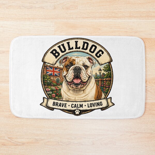 Item preview, Bulldog - Brave, Calm, Loving - Vintage Dog Badge designed and sold by TheCanineCanvas.