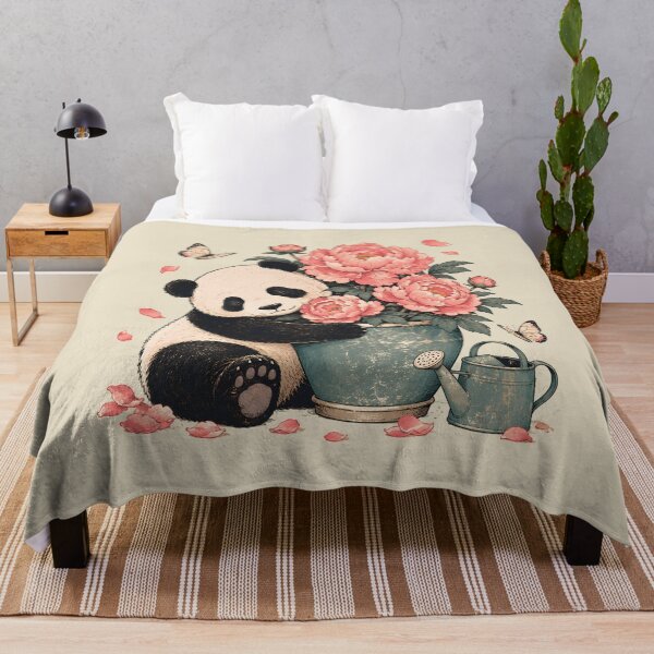 Item preview, Vintage Floral Panda with Pink Peonies designed and sold by VIVID COLORS CLUB.