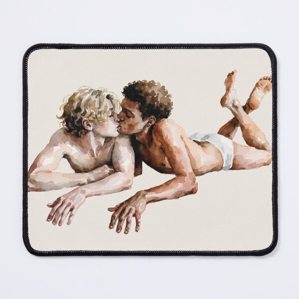 Item preview, Young Kiss - Watercolor Portrait of Two Young Men designed and sold by gayishdesign.