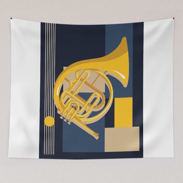Item preview, Bauhaus French Horn Art | Minimalist Geometric Music Print | Mid-Century Modern Jazz Print designed and sold by Studio pod Burom.