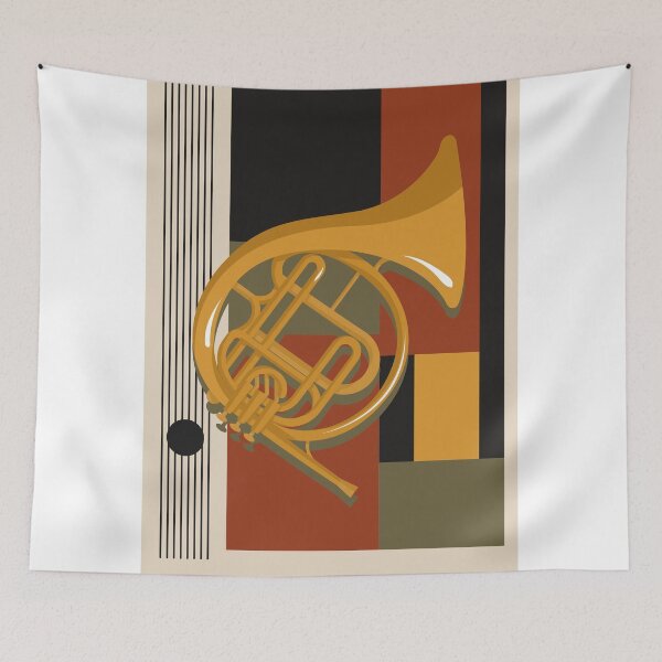 Item preview, Bauhaus French Horn Art | Minimalist Geometric Music Print | Mid-Century Modern Jazz Print designed and sold by Studio pod Burom.