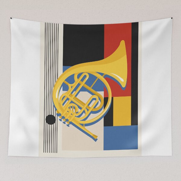 Item preview, Bauhaus French Horn Art | Minimalist Geometric Music Print | Mid-Century Modern Jazz Print designed and sold by Studio pod Burom.