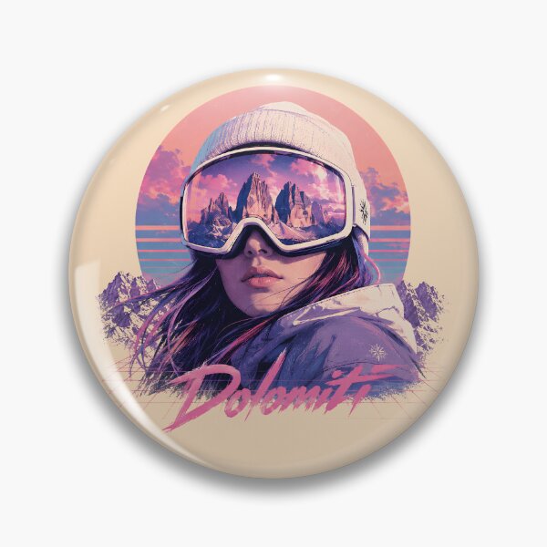 Item preview, Tre Cime di Lavaredo Dolomites Ski Snowboard Retro Synthwave Art designed and sold by SlothcoreVibes.