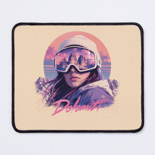 Item preview, Tre Cime di Lavaredo Dolomites Ski Snowboard Retro Synthwave Art designed and sold by SlothcoreVibes.