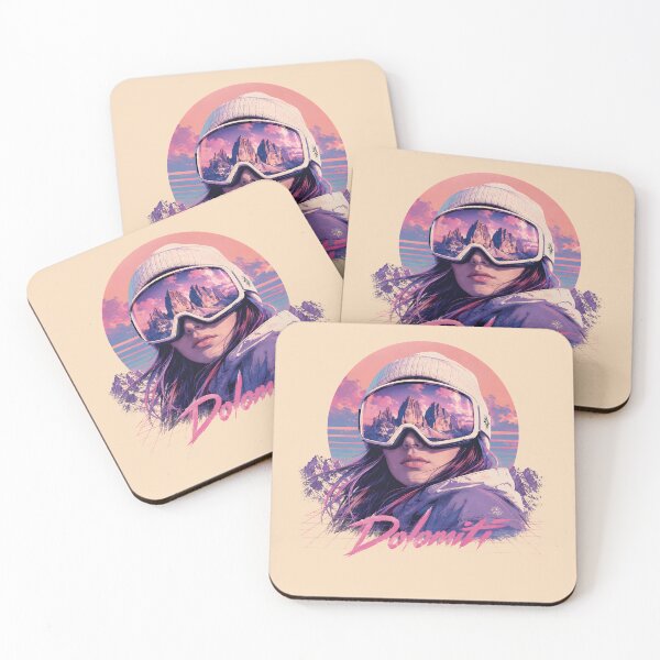 Item preview, Tre Cime di Lavaredo Dolomites Ski Snowboard Retro Synthwave Art designed and sold by SlothcoreVibes.