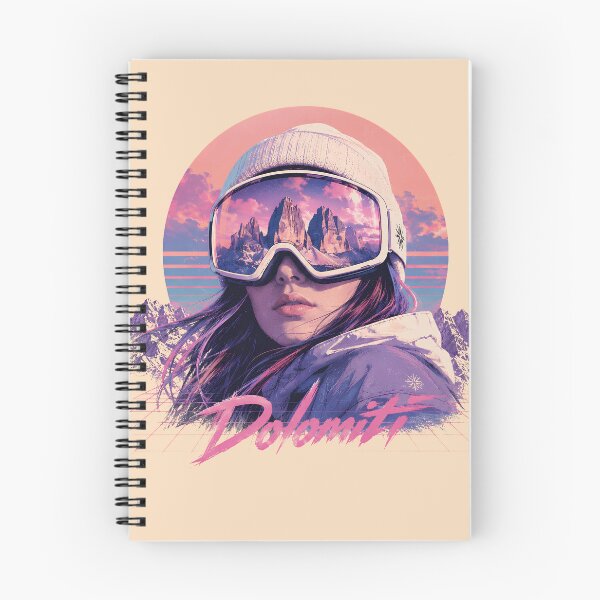 Item preview, Tre Cime di Lavaredo Dolomites Ski Snowboard Retro Synthwave Art designed and sold by SlothcoreVibes.