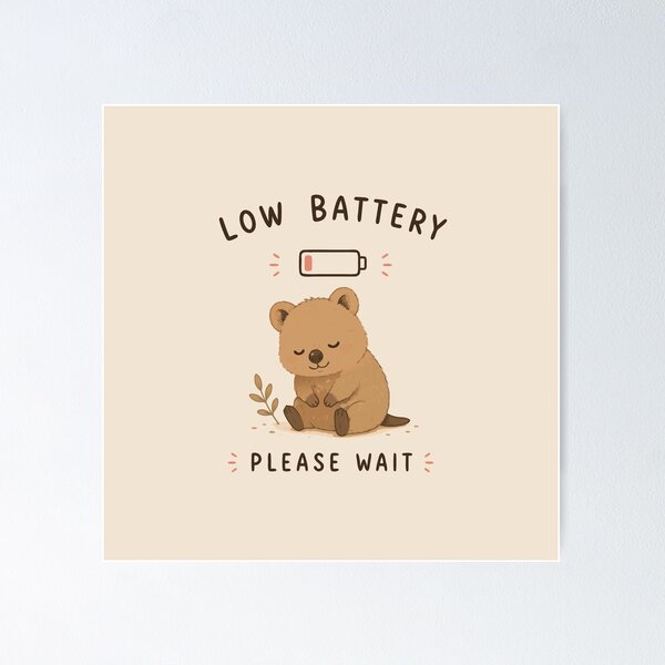 Item preview, Low Battery Please Wait Cute Sleeping Quokka Funny Tired Animal T-Shirt designed and sold by happyrays.