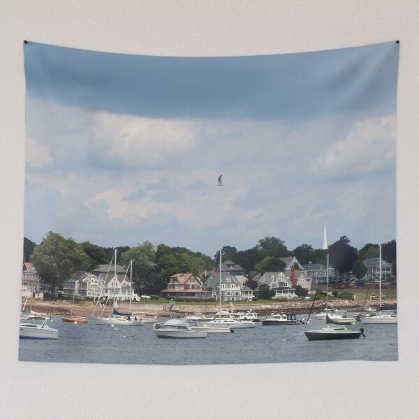 Item preview, Seagull in Flight over Salem Sailboats designed and sold by HematiteDesign.