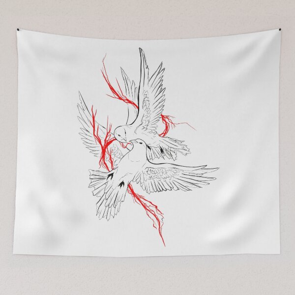 Item preview, Copy of Love Birds – Romantic Doves Line Art Illustration designed and sold by Evv_u.