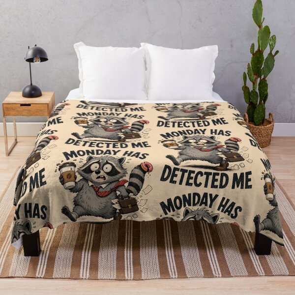 Item preview, Monday Has Detected Me - Funny Tired Raccoon Design designed and sold by Horizon-Design.