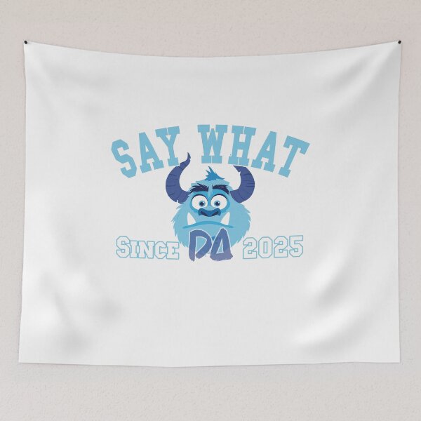 Item preview, Say What Vintage Varsity Mascot Cute Blue Monster Horns Athletic College Streetwear Graphic designed and sold by DesignArtist.ia.