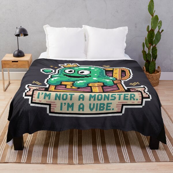 Item preview, I'm Not a Monster I'm a Vibe - Slime King Pixel Art designed and sold by Arobinoz.
