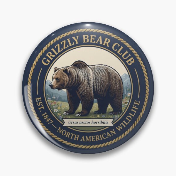 Item preview, Grizzly Bear Club Vintage Badge North American Wildlife designed and sold by CalmCapy Co.