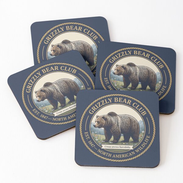 Item preview, Grizzly Bear Club Vintage Badge North American Wildlife designed and sold by CalmCapy Co.