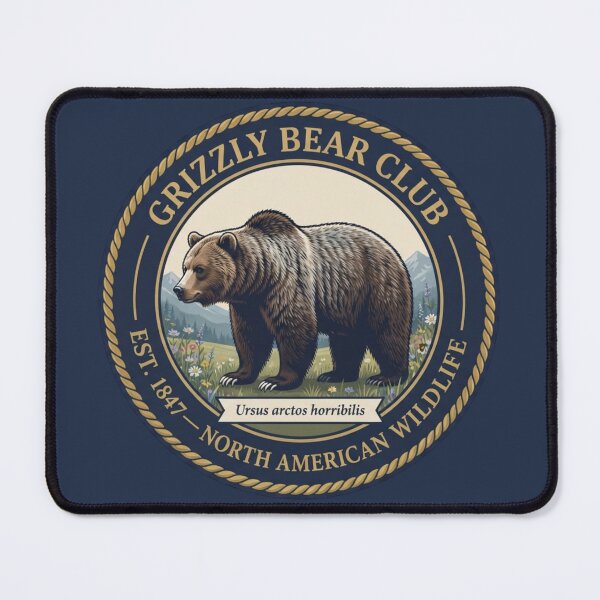 Item preview, Grizzly Bear Club Vintage Badge North American Wildlife designed and sold by CalmCapy Co.