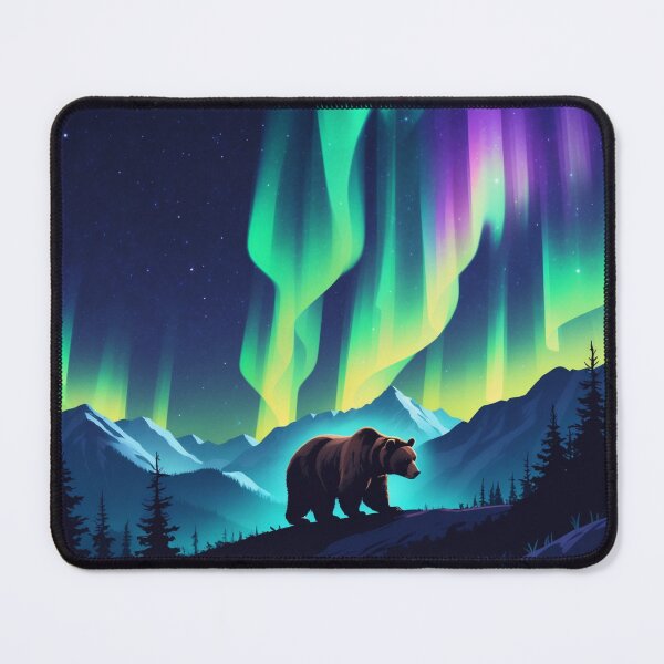 Item preview, Aurora Borealis Bear - Northern Lights Wildlife Art designed and sold by NeuralAuraArts.