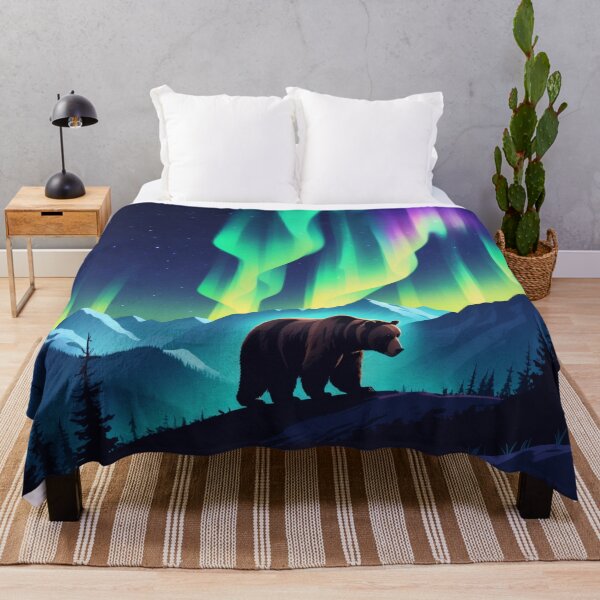 Item preview, Aurora Borealis Bear - Northern Lights Wildlife Art designed and sold by NeuralAuraArts.