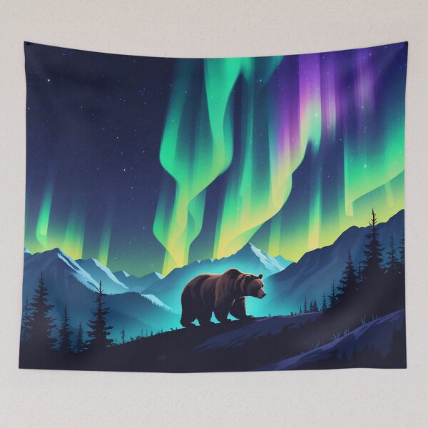 Artikelvorschau, Aurora Borealis Bär – Nordlichter-Tierkunst entworfen und verkauft von NeuralAuraArts.