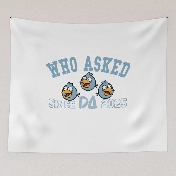Item preview, Who Asked Vintage Varsity Mascot Funny Blue Birds Internet Meme Athletic College Streetwear Graphic designed and sold by DesignArtist.ia.