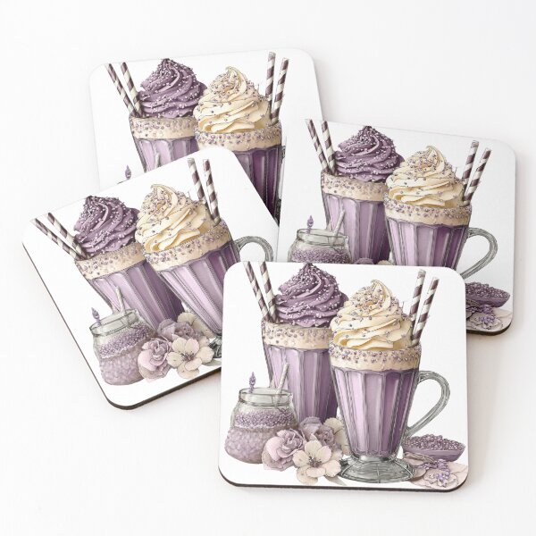 Item preview, Lavender Milkshake Aesthetic – Pastel Purple Dessert Illustration designed and sold by Zebaiche.