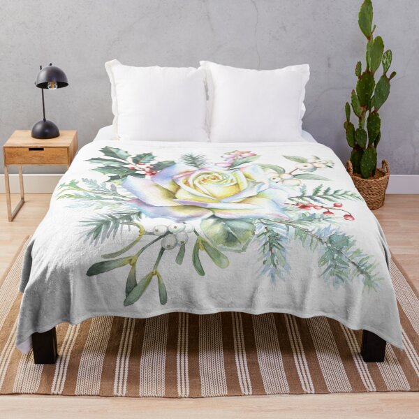 Item preview, White Winter Rose Christmas Botanical Watercolor Festive Floral Art designed and sold by art-tee-ua.