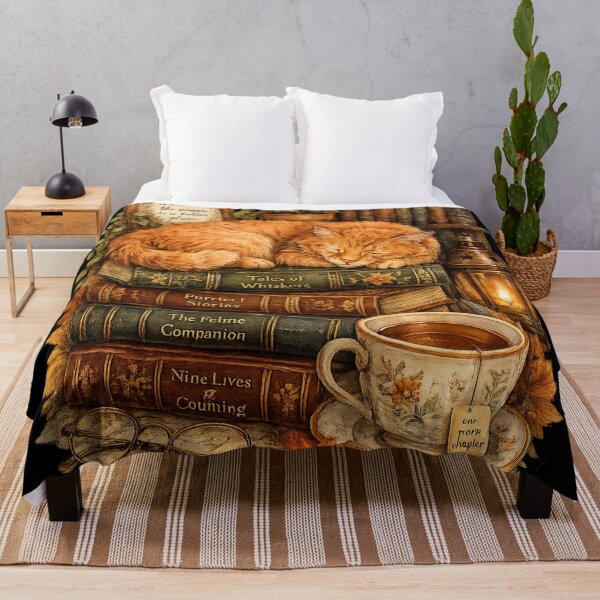 Item preview, Cozy Bookish Cat Watercolor Sticker | Sleeping Ginger Cat on Vintage Books | Library Aesthetic | Autumn Reading Lover Gift designed and sold by LuxeBuzz.