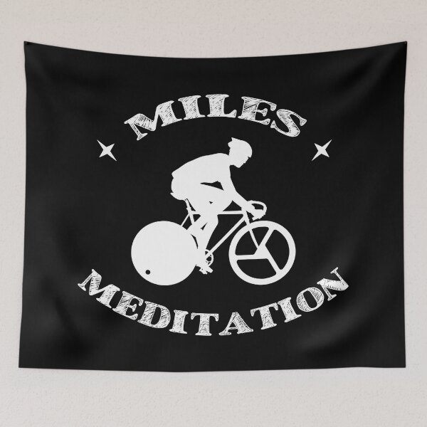 Item preview, Miles meditation, Gift for cyclistst, White print designed and sold by Bike-Like-Art.