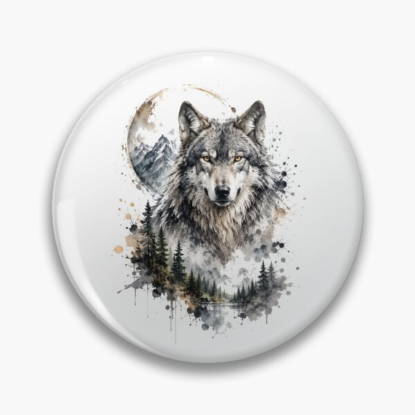 Item preview, Majestic Watercolor Wolf Mountain Forest Nature Wildlife designed and sold by Moizento.