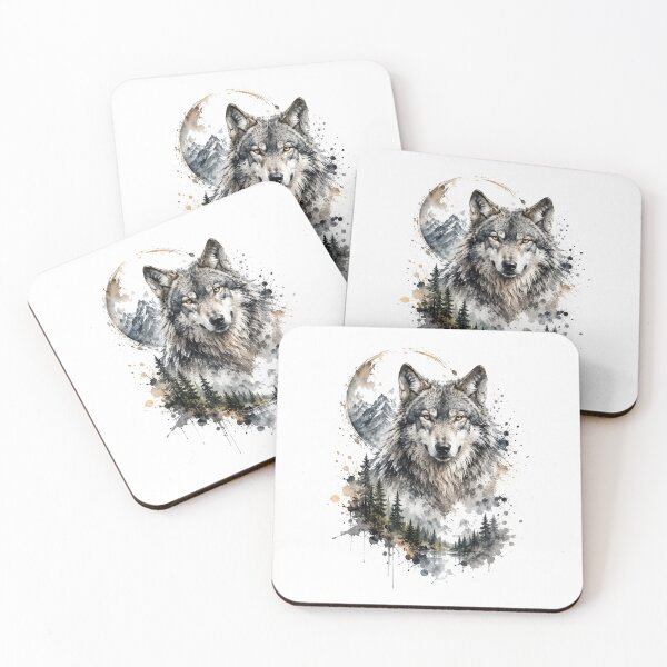 Item preview, Majestic Watercolor Wolf Mountain Forest Nature Wildlife designed and sold by Moizento.