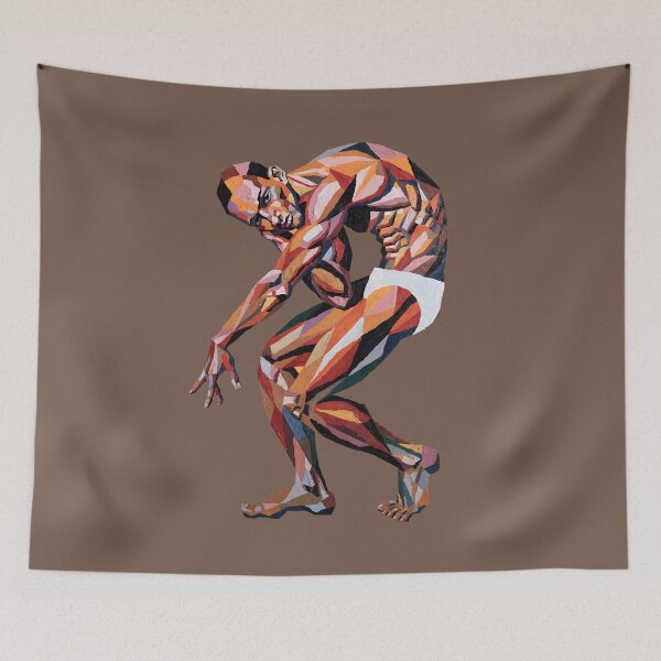 Item preview, Geometric Male Figure Study - Colorful Faceted Contortionist Art designed and sold by gayishdesign.