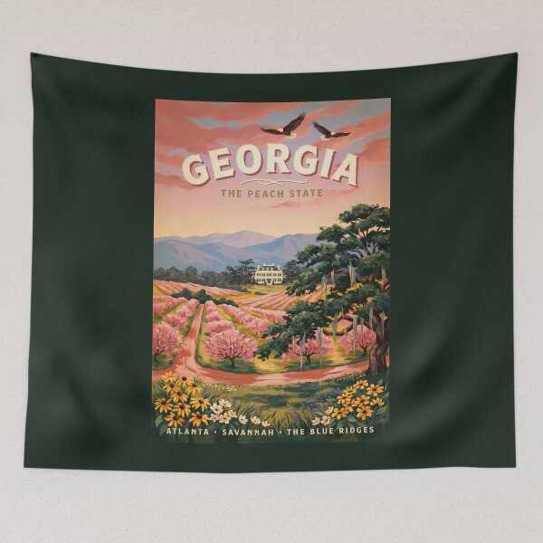 Item preview, Georgia Country Illustration Travel Art Vintage designed and sold by KrisSidDesigns.