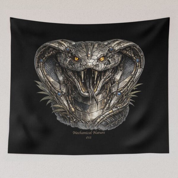 Item preview, Mechanical Nature 011 – Cybernetic King Cobra | Biomechanical Cobra | Futuristic Mechanical Snake Art designed and sold by getpressedshirt.