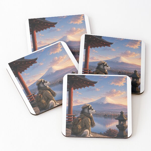 Item preview, Husky gazing at Mount Fuji. designed and sold by Nomad-Paws.